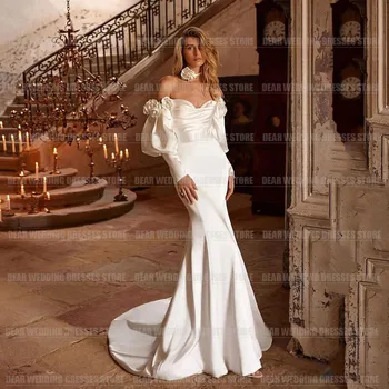 2024 Роскошные Элегантные свадебные платья с 3D цветами Женская Сексуальная Русалка с открытыми плечами Милая Принцесса Вечерние платья невесты