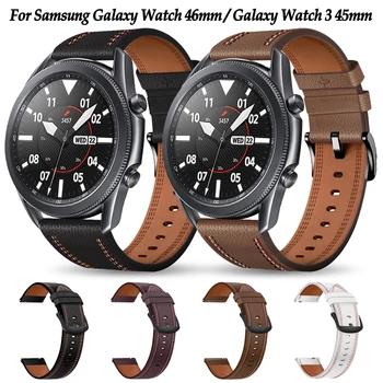 22 мм ремешок для Samsung Gear S3 Frontier Кожаный ремешок для замены браслета смарт-часов Samsung Galaxy Watch 3 45 мм