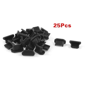 25 шт., черная мягкая пластиковая крышка для док-станции, разъем для наушников с портом Micro-USB, 25 шт.