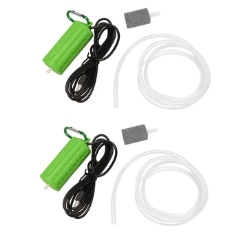 2X USB Мини-Аэрационный Насос Воздушный Насос Аквариумный Аэратор Ультра Тихий Мини-Аквариум Для Рыбалки Кислородный Насос -Зеленый