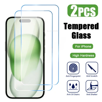 2шт Защитная пленка для экрана iPhone 15 14 Pro Max 13 12 Mini 11 Pro Защитное Стекло для iPhone 14 15 Plus XR XS Max 7 8Plus Glass