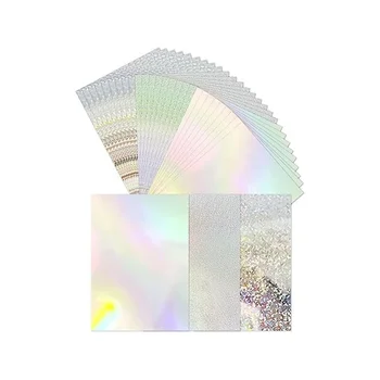 30 упаковок металлического голографического картона, блестящая флуоресцентная зеркальная бумага формата А4 для изготовления открыток, скрапбукинга
