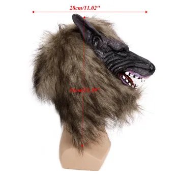 367A Латексное животное Волк на Хэллоуин для головы с маскарадным костюмом для волос