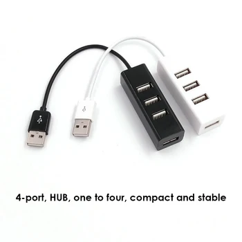 4-портовый USB-концентратор, мини-USB-разветвитель, Черный Высокоскоростной концентратор, адаптер USB 2.0 для ПК, компьютерные аксессуары