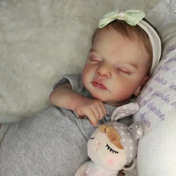 45 см Готовая Кукла Reborn Baby Doll Сэм Реалистичная 3D Кожа С Видимыми Венами Новорожденная Спящая Кукла Коллекционная Художественная Кукла Подарок Для Девочек