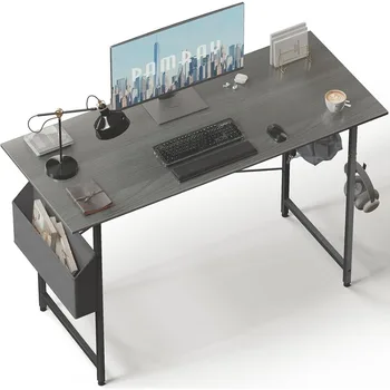 47-дюймовый Компьютерный стол для Небольших Помещений с Сумкой Для Хранения, Рабочий Стол для Домашнего Офиса с Крючком Для наушников, Небольшой Офис