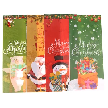50шт Рождественский Санта Клаус Снеговик Смешанные Пакеты для конфет Пластиковый Подарочный пакет С Рождеством 2024 Домашний Декор Принадлежности для новогодних вечеринок