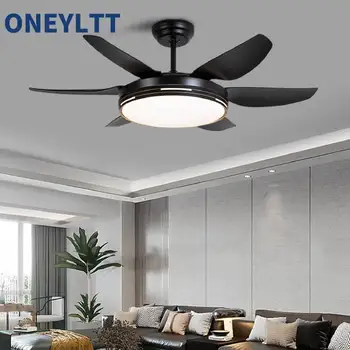 52-дюймовый электрический потолочный вентилятор со встроенным осветительным прибором для современной минималистичной гостиной и столовой