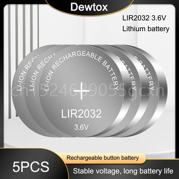 5шт 3,6 В 40 мАч LIR2032 LIR 2032 литиевая аккумуляторная батарея для часов с дистанционным управлением материнская плата компьютера кнопочная ячейка CR2032