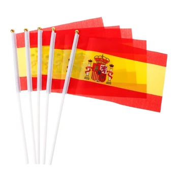 5шт Испанских флагов с развевающимися руками Испания для баннеров с гербами Спортивное открытие на открытом воздухе F0T6