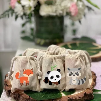 5шт Панда Лиса конфеты подарочные пакеты джунгли Лесные животные дикий тематический день рождения детский душ стол украшения поставки