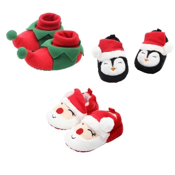 77HD Детская Рождественская Обувь Мультфильм Prewalker Мягкая Обувь Для Первой Ходьбы Праздничный Шарм Отличный Подарок для Младенцев