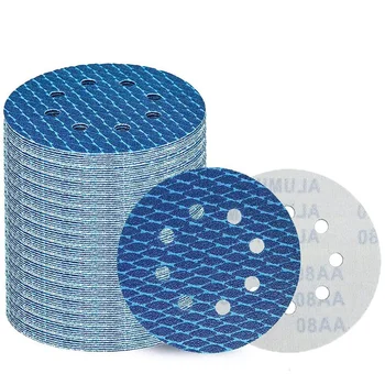 80шт 5-дюймовый шлифовальный диск в форме ромба, шлифовальные диски с крючками и петлями для произвольных шлифовальных машин (зернистость 60-400)