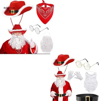 B36D Комплект костюмов Санта-Клауса для взрослых, Рождественский костюм Санта-Клауса для переодевания