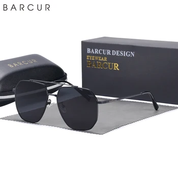 BARCUR Оригинальные деловые солнцезащитные очки Мужские поляризованные Квадратные солнцезащитные очки Женские Простые классические очки с плоскими линзами Gafas De Sol