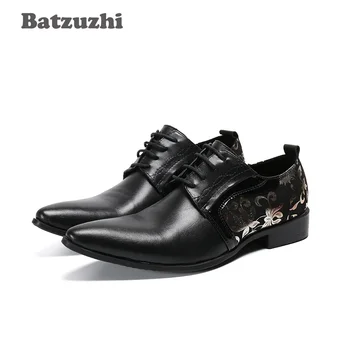 Batzuzhi/ модная мужская обувь с острым носком, вечерние кожаные модельные туфли-оксфорды на плоской подошве, Zapatos Hombre, большие размеры US6-US12, EU38-4
