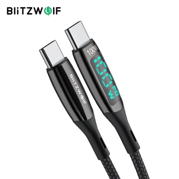 BlitzWolf BW-TC23 100 Вт 5A Светодиодный Кабель Type-C-Type-C PD3.0 PPS QC4.0 QC3.0 Кабель Для быстрой зарядки и Передачи данных Для телефона