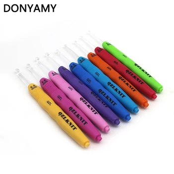 DONYAMY 3шт Пластиковые крючки для вязания крючком со светодиодными спицами Многоцветная ручка с подсветкой для плетения рукоделия