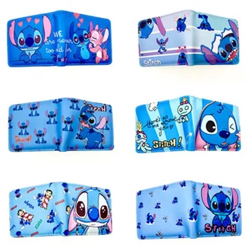 Disney Lilo Stitch Унисекс 2-х кратный короткий кошелек из искусственной кожи, женский Мужской клатч, милый маленький кошелек для карточек, сумка для игрушек, сумочка в подарок