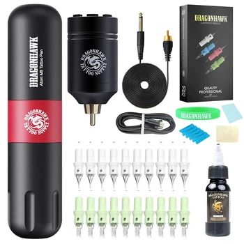 Dragonhawk Complete Tattoo Pen Machine M8 Kit Набор игл для беспроводного картриджа с батареей