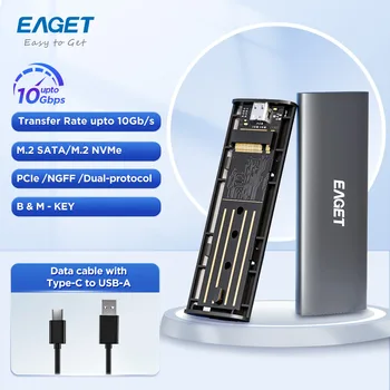 EAGET M2 SSD Case NVME SATA Двойной Протокол M.2 к USB Type C 3,1 SSD Адаптер для NVME PCIE NGFF SATA SSD Disk Box M.2 SSD Case