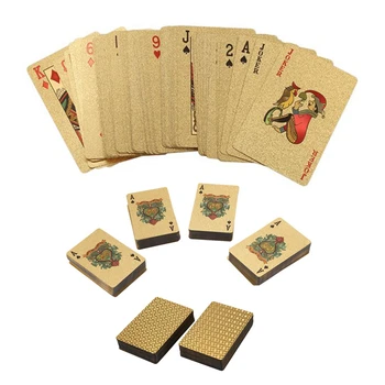 ELOS-24K Золотые игральные карты Пластиковая колода для игры в покер Фольгированный набор для покера Magic Card Водонепроницаемая карта