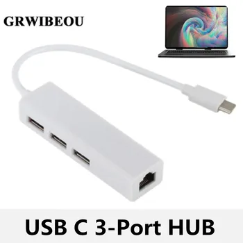 GRWIBEOU HUB 3 Порта Type C к USB-КОНЦЕНТРАТОРУ Поддержка Ethernet LAN Кабельный Адаптер RJ45 Сетевая Карта USB 3.1 2.0 Адаптер Для Передачи данных