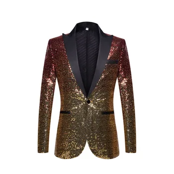 HOO 2023 Мужской градиентный пиджак с блестками, выступление певца, Свадебная студия, Модный блейзер на заказ