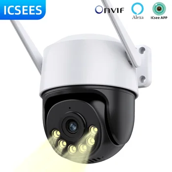 ICSees WIFI Мини-камеры видеонаблюдения 4K Беспроводная камера безопасности Наружная IP-камера видеонаблюдения AI Обнаружение человека 5-кратный цифровой зум