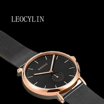 LEOCYLIN sapphire Модные кварцевые часы ультратонкая Простота водонепроницаемые для мужчин 41 мм стальные Наручные часы Relogio Masculino
