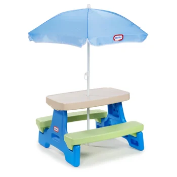 Little Tikes Easy Store Детский Столик для пикника со столом и стулом, набор для детского Зонтика, Возраст 2+