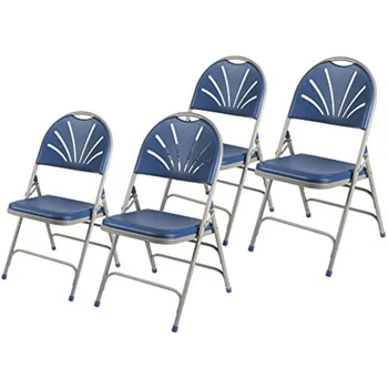 OEF Furnitures Складной стул с веерной спинкой из сверхпрочного пластика с тройным креплением, синий