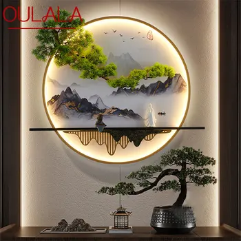 OULALA Современная настенная картина с подсветкой внутри Креативная китайская пейзажная фреска Бра Лампа светодиодная для дома Гостиная Спальня Кабинет