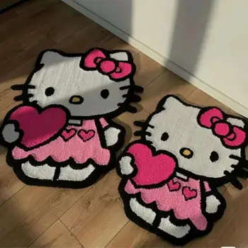 Sanrio Плюшевый коврик Hello Kitty с рисунком кота Kt Kawaii, Милый нескользящий Имитирующий кашемировый коврик, прикроватное украшение для комнаты, ковер