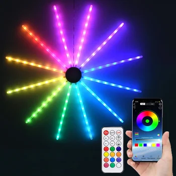 Smart RGB Firework Light App Control RGB LED Starburst Light Сказочный Фейерверк, Гирлянда, Синхронизация Легкой Музыки для Вечеринки, Праздничного Декора