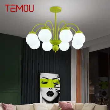 TEMOU Современная Люстра LED Зеленый Стеклянный Подвесной Светильник Креативный Дизайн для Дома Гостиной Спальни