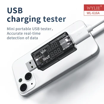WYLIE WL-616A Мини Портативный USB-Тестер Обнаружение Зарядки через USB для Мобильного Телефона Цифровой Дисплей Зарядного Напряжения и Тока Инструмент