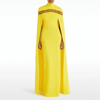 Welove Женские платья с высоким воротом, платье-колонна со стразами, 2023, накидка-шаль, платья в пол для выпускного вечера