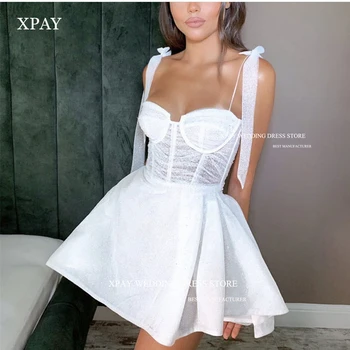 XPAY Блестящие Короткие свадебные платья трапециевидной формы на бретельках, сексуальные мини-платья для невесты, вечернее платье Robe de mariee