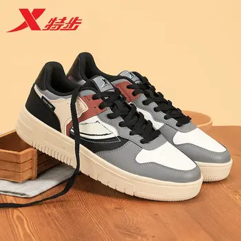 Xtep Skate Shoes, мужская обувь, новинка 2023, повседневная кожаная обувь в стиле ретро в тон, официальные аутентичные мужские кроссовки с низким берцем