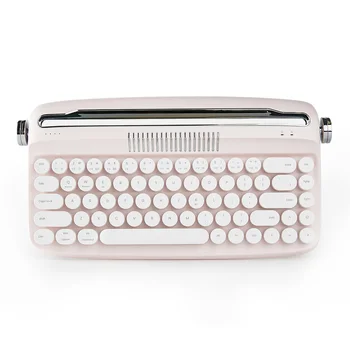 YUNZII B307 Baby Pink Модернизированная Беспроводная Клавиатура для Пишущей Машинки USB-C/Bluetooth в стиле Ретро со Встроенной Подставкой и Симпатичными Круглыми Колпачками Для Клавиш