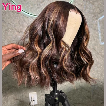 Ying Peruvian Hair Body Wave 13x4 Wear Go Парик 13x6 Прозрачный Парик Из Синтетических Волос На Кружеве, Предварительно Выщипанный, Медово-Коричневый, С изюминкой 200% Плотности