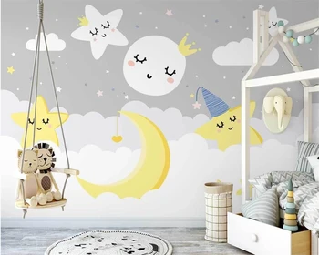 beibehang papel de parede, современные обои ручной росписи в скандинавском стиле, звездное небо, фоновые рисунки для детской комнаты