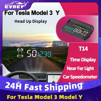 Автомобильный дисплей HUD Head Up для Tesla Model 3 Y Head Up Display Проектор скорости на лобовом стекле Спидометр с сигнализацией о превышении скорости