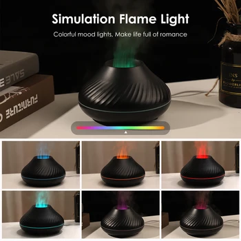 Аромадиффузор с вулканическим пламенем, лампа для эфирного масла, USB Портативный ультразвуковой увлажнитель воздуха с цветным ночником для домашнего офиса