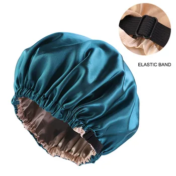 Атласная Шапочка Sleep Bonnet Cap Двухслойная Многоразовая Регулируемая Атласная Шапочка Для Ванны для Ночного Сна Приготовления Пищи Макияжа