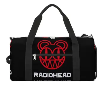 Белая спортивная сумка Radiohead, вдохновленная рок-группой, Дорожные Тренировочные спортивные сумки, Мужская Женская изготовленная на заказ ретро-сумка для фитнеса, Водонепроницаемые сумки