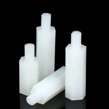 Белые распорные винты с резьбой M2 * L + 6 мм для печатной платы С фиксированной нейлоновой распорной стойкой