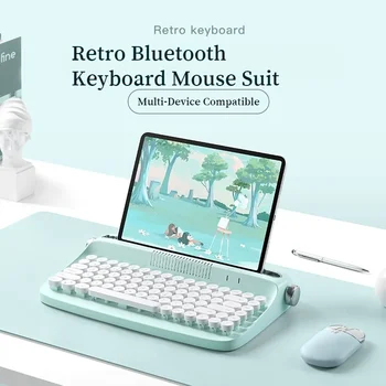 Беспроводная Bluetooth клавиатура и мышь Ipad Ретро Bluetooth Механическая клавиатура Совместимость с офисными мультимодельными устройствами