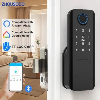 Блокировка отпечатков пальцев TTlock Bluetooth Wifi Биометрический цифровой замок Карта-пароль Разблокировка приложения Дистанционное управление Электронный умный дверной замок
